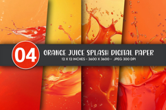 Orange Juice Splash Digital Paper Product Image 1