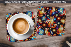 Cat Coaster Sublimation, 4th Of July Coaster PNG Product Image 1