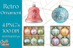 Retro Ornament Clipart PNG, Vintage Christmas Clip Art Product Image 1