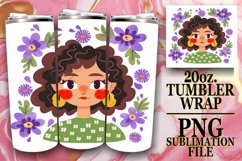 Lovely Woman Floral Tumbler Wrap Sublimation 20oz Product Image 1