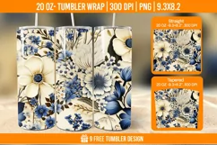 3D Flower Tumbler Wrap Designs , Sublimation Wrap Product Image 1
