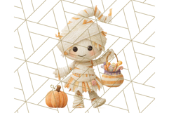 Kawaii Halloween Clipart Cute Kids and Candy Elements Png Product Image 3