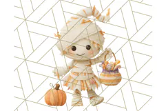 Kawaii Halloween Clipart Cute Kids and Candy Elements Png Product Image 3