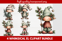 Whimsical Elf Clipart | Cute Christmas Elf PNG Illustration Product Image 1