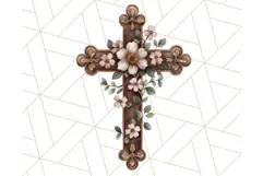 Faith Cross PNG with Flowers, Watercolor Religious Art Print Product Image 5