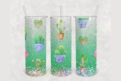 Emerald Green Ombre Cactus 20 oz sublimation design tumbler Product Image 1