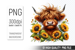 Cute Highland Cow, Animal Sublimation Clipart PNG Product Image 1