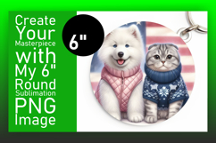 Stylish Round Design Keychain Artwork , Dog and cat Product Image 1