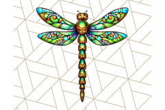 Stained Glass Dragonfly PNG Clipart, Bright Insects Clip Art Product Image 3