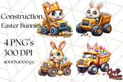 Easter Bunny Construction Clipart, Spring Png Product Image 1