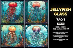 Jellyfish Stained Glass Square Coaster - 04 Variations Product Image 2