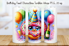 Birthday Food Character Tumbler Wrap PNG 20 oz Product Image 1
