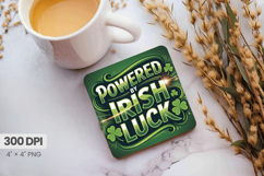 Powered by Irish Luck St Patrick’s Day Square Coaster PNG Su Product Image 1