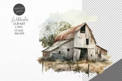 Farm clipart, Barn clipart, Watercolor clipart Product Image 1