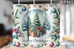 Christmas Watercolor Tumbler Wrap - Christmas PNG Design Product Image 1