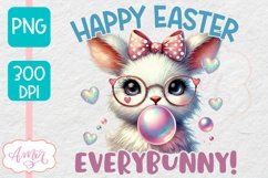 Happy Easter everybunny sublimation, Cute Easter bunny PNG Product Image 1