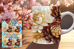 Sleek 11oz Mug Wrap Png Artwork , 3D Flower Product Image 1