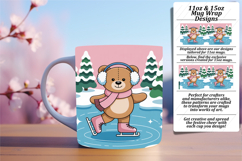 Graceful 11oz Mug Wrap Png Template , Cute Bear Product Image 1