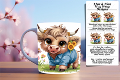 Glamorous 15oz Mug Wrap Png Artwork , Cute Cow Product Image 1
