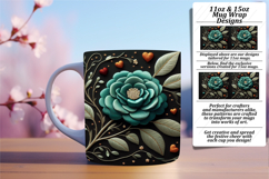 Whimsical 15oz Mug Wrap Png Template , 3D Flower Product Image 1