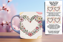 FASHIONABLE 11oz Mug Wrap PNG , Flowers Heart Product Image 1
