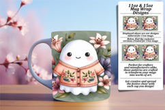 CUSTOM 11oz Mug Wrap PNG Artwork , Cute Ghost Product Image 1