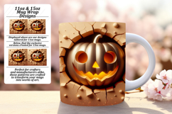 Bright 15oz Mug Wrap Png Design , 3D Pumpkin Product Image 1
