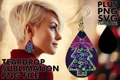 Sweet teardrop EARRINGS Gift PNG, Neon Xmas Product Image 1