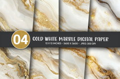 Gold White Marble Digital Paper Product Image 1