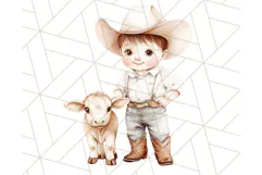 Cowboy Clipart PNG, Kid Western Country Graphic Product Image 3