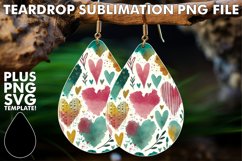 Unique Teardrop Earrings Gift PNG, Heart Product Image 1