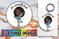 Unique Round Keychain Sublimation PNG, Love Woman Product Image 1