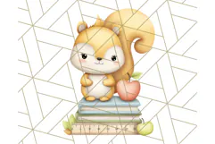 Cute Back to School Animals PNG Clipart with Books & Bags Product Image 3