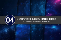 Electric Blue Galaxy Digital Paper Product Image 1