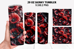 3D Flower Skinny Tumbler 20oz Wrap Design,Flowers Tumble PNG Product Image 1