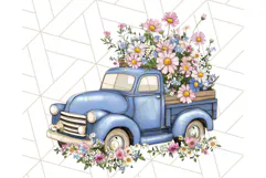 Floral Farm Truck Clipart, Cottagecore Country Truck Png Product Image 3