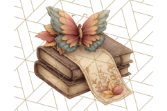 Cottagecore Butterfly and Book PNG Clipart Reading Elements Product Image 3