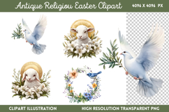Antique Religiou Easter Clipart PNG Product Image 1