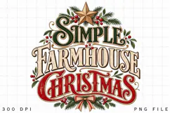 Simple Farmhouse Christmas Typography PNG - Country Rustic Product Image 2