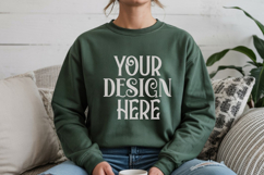 Forest green Gildan 18000 Sweatshirt Model Mockups Product Image 1