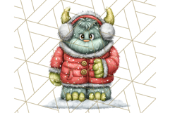 Christmas Monster Clipart, Funny Holiday Creature PNG Art Product Image 3