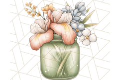 Flowers in Glass Jars PNG, Rustic Floral Watercolor Clipart Product Image 3