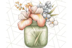 Flowers in Glass Jars PNG, Rustic Floral Watercolor Clipart Product Image 3