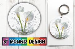 Lily Breeze: Round Sublimation Art Keychain PNG Product Image 1