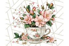 Vintage Floral Teacup Clipart PNG, Blooming Teacups Clip Art Product Image 3