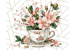 Vintage Floral Teacup Clipart PNG, Blooming Teacups Clip Art Product Image 3