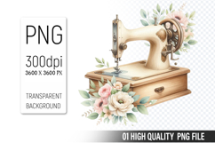 Vintage Sewing Machine Clipart PNG Bundle, High Quality PNG Product Image 16