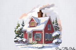 Cute Watercolor Christmas Farm Clipart PNG Product Image 1