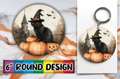 Fall Halloween Round Design with Spooky Cat Product Image 1