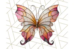 Stained Glass Butterfly PNG Colorful Clipart for Sublimation Product Image 3